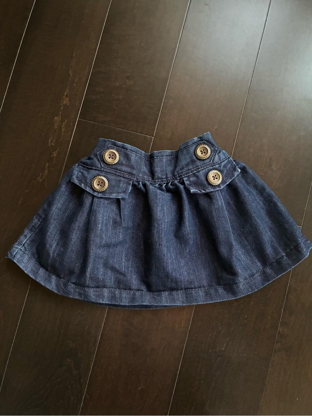 Girls Dark Blue Denim Button-Accent Skirt